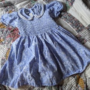 Girls Smocked Dress Peter Pan Collar Periwinkle